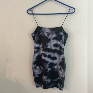 Topshop Bodycon 2 Dress in Black‎ Blue Marbled Form-Fitting